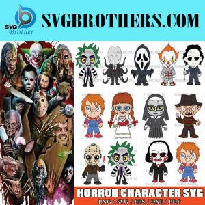 Chibi Horror Movie Characters, Halloween Svg, Halloween Friends Svg, Friends Horror Svg, Horror Movie Killers, Halloween Killers Svg