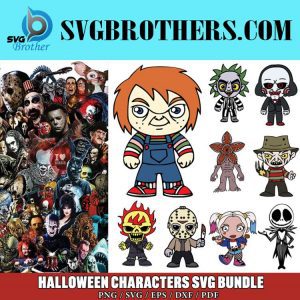 Halloween Characters Svg Bundle, Halloween Character Svg, Michael Myers Svg, Chucky Svg, The Ghost Face Svg, Freddy Krueger Svg