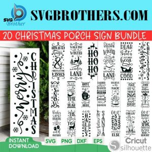 Winter Christmas Porch Sign Svg Bundle 20 Designs 1