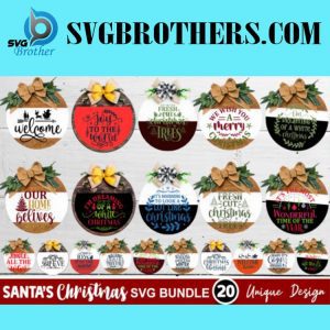 Round Sign And Ornament Christmas Svg Bundle 1