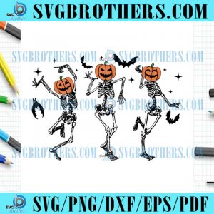 Dancer Pumpkin Head Skeletons Halloween SVG