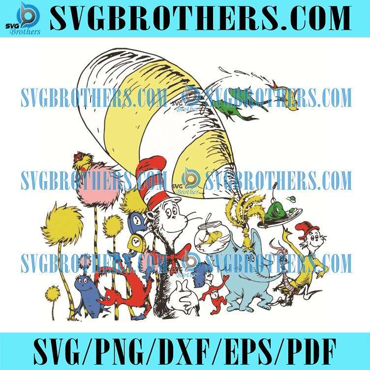 Dr Seuss Characters Svg, Dr Seuss Svg, Love Reading Svg, The Lorax Svg ...