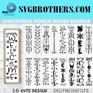 Christmas Porch Sign Svg Bundle 16 Designs 1