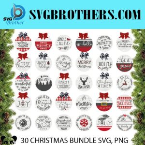 Christmas Round Signs And Ornaments Svg Bundle 1