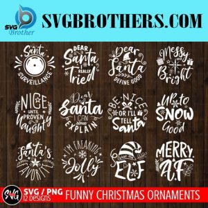 Funny Christmas Ornaments Svg Bundle Round Ornaments 1 2