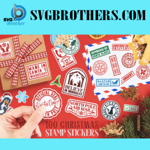 100 Christmas Stamp Stickers Bundle PNG Graphics 19276160 1 1 580x387 1