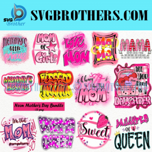 Mothers Day Neon Png Bundle