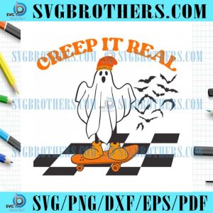 Creep it Real Ghost Skateboard Checked SVG
