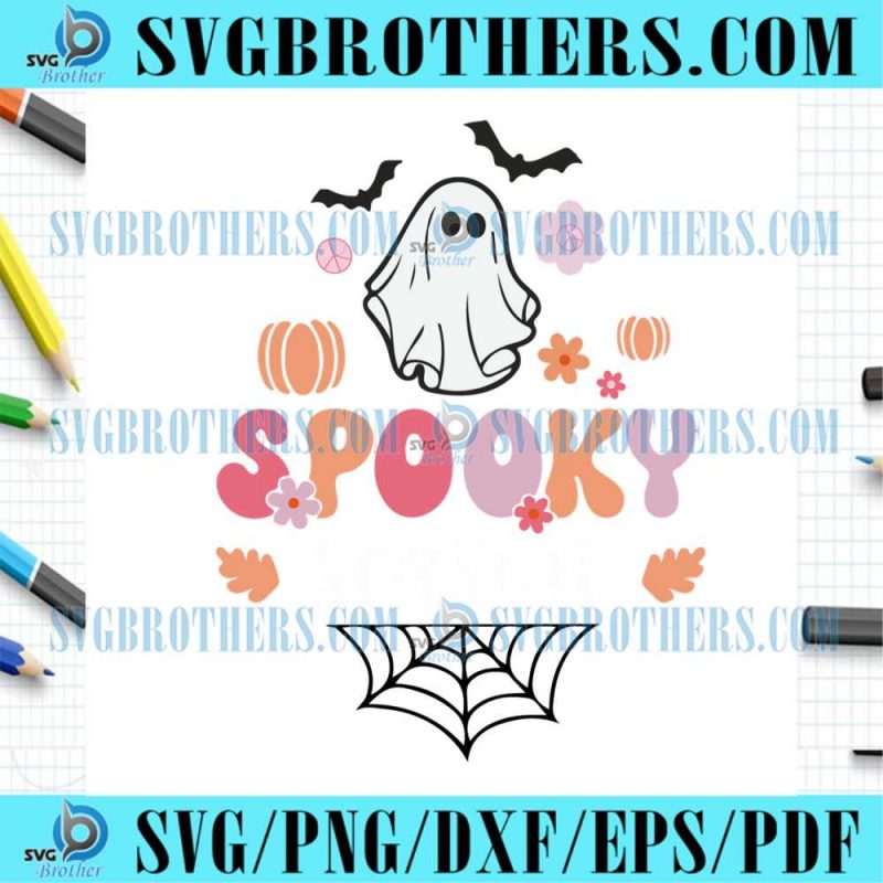 Ghost Spooky Season Halloween Spider Web SVG