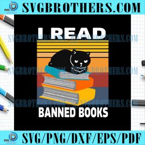 I Read Banned Books Black Cat Logo SVG