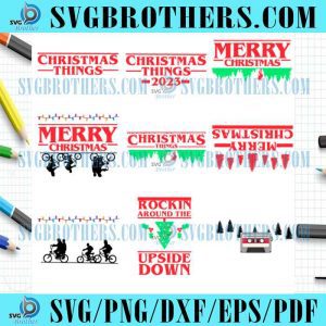 Merry Christmas Stranger Things Bike Bundle SVG