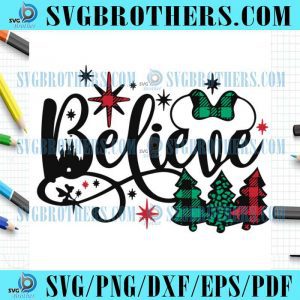 Believe Minnie Mouse Christmas Tree Magic SVG
