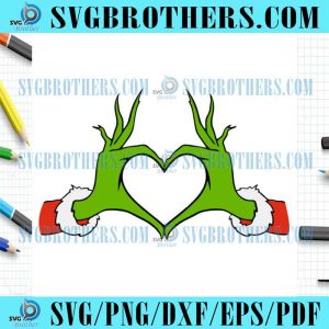 Funny Santa Christmas Grinch Whoville Heart Hands SVG
