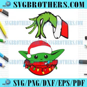 Santa Baby Yoda Light Stole Grinch Xmas Logo SVG