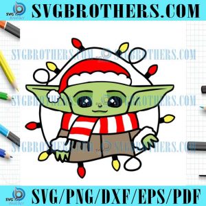 Funny Xmas Santa Baby Yoda Light String SVG