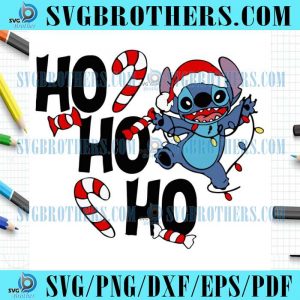 Santa Stitch Hohoho Disney Christmas Light Gift SVG Design