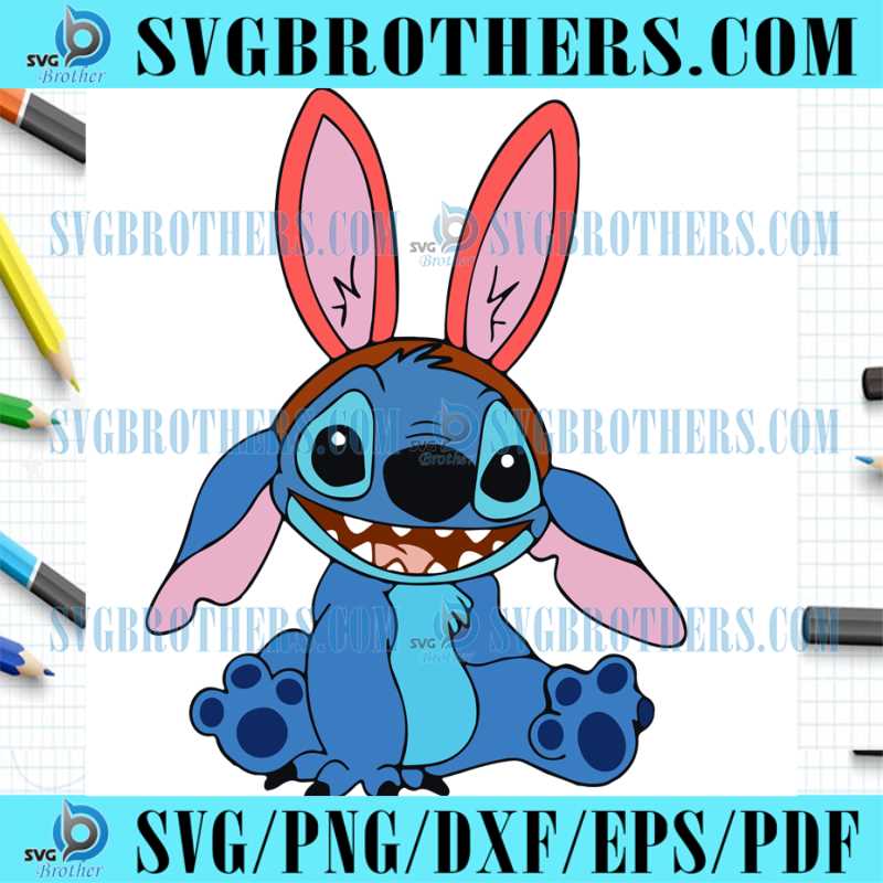 Happy Easter Disney Stitch Bunny Svg