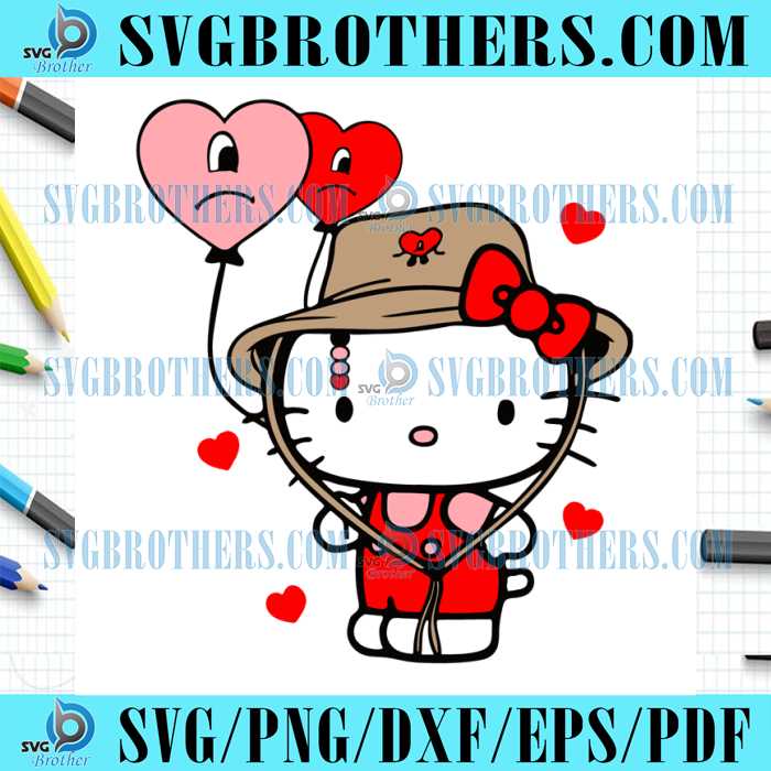 Valentines Bad Bunny Heart Hello Kitty SVG