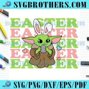 Baby Yoda Easter Bunny Eggs SVG