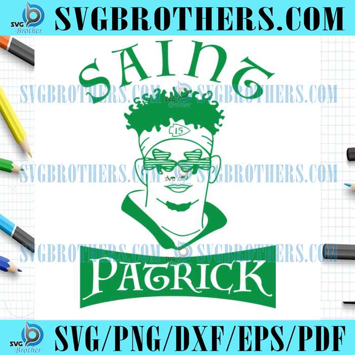 Patrick With Clover Glasses Mahomes SVG