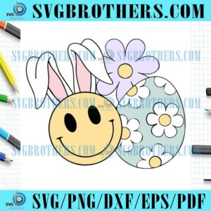 Retro Groovy Easter Bunny Eggs SVG