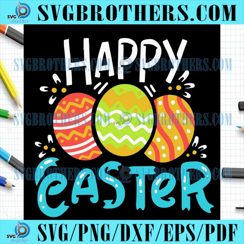 Happy Easter Colorful Egg Gift SVG