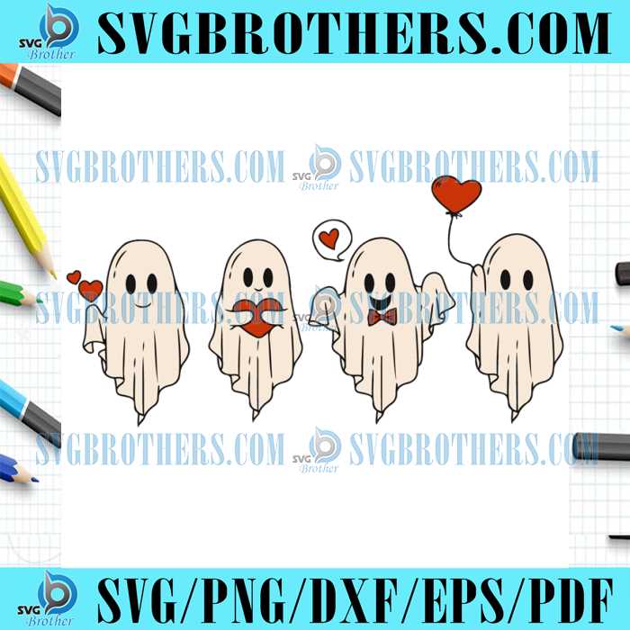 Cute Valentines Day Ghost Spooky SVG