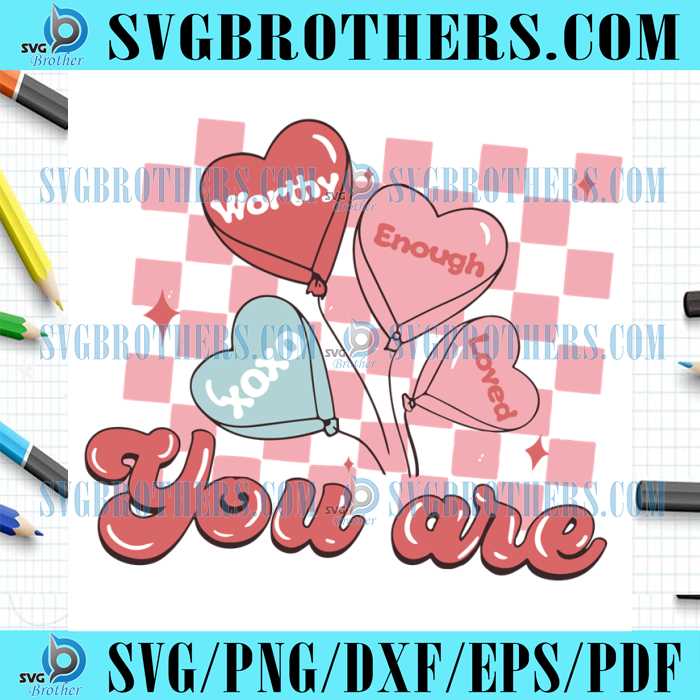 Candy Hearts Valentines Day Checked SVG