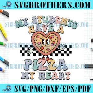Retro Teacher Valentine Pizza Heart SVG