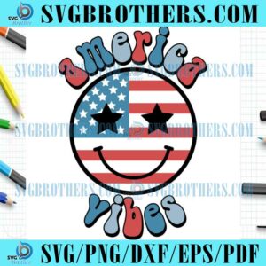 America Vibes Smiley Face 4th July SVG