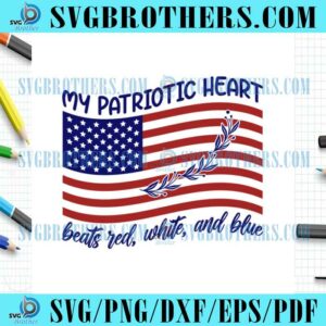 Patriotic Heart Beats America Flag SVG