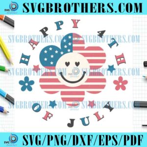 4th Of July Flower Smile Face USA Flag PNG