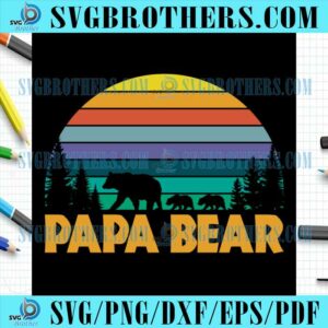 Happy Papa And Children Bear Vintage PNG