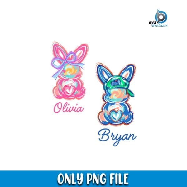 Personalized Kid Name Easter Bunny Png, Boy Girl Easter Png